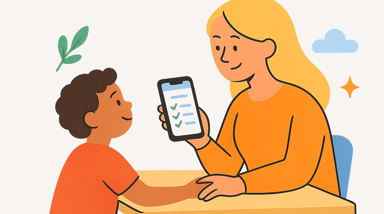 Parent setting up a family guide on a phone